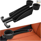 YoRise 2PCS Dual Slot Car Seat Gap Filler Organizer, Multifunctional Car Side Seat Gap Guard Spacer with Cup Holder, Universal Auto Storage Accessories for Preventing Items Falling Out (Black)