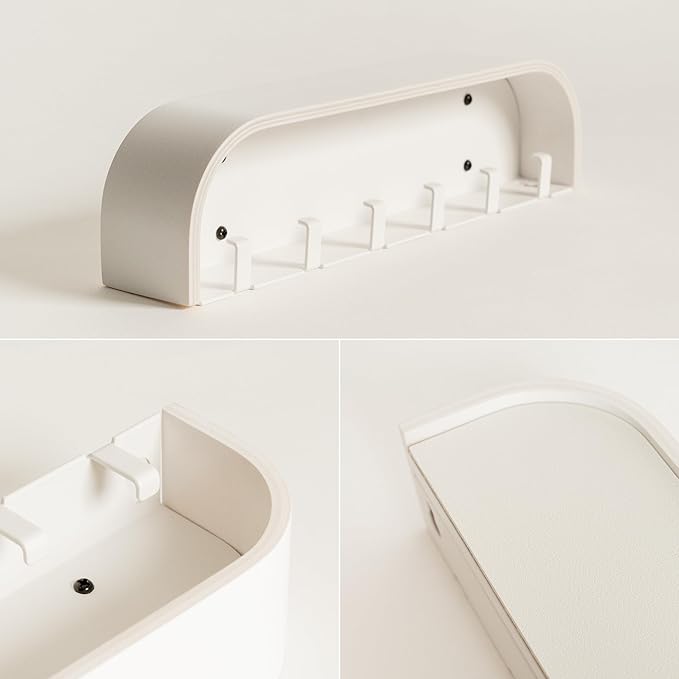 Kazai.® Key Holder 'Toke' | Minimalist Key Hook Design from Berlin | Modern Key Holder Wall Mount with Wooden Shelf | Key Rac