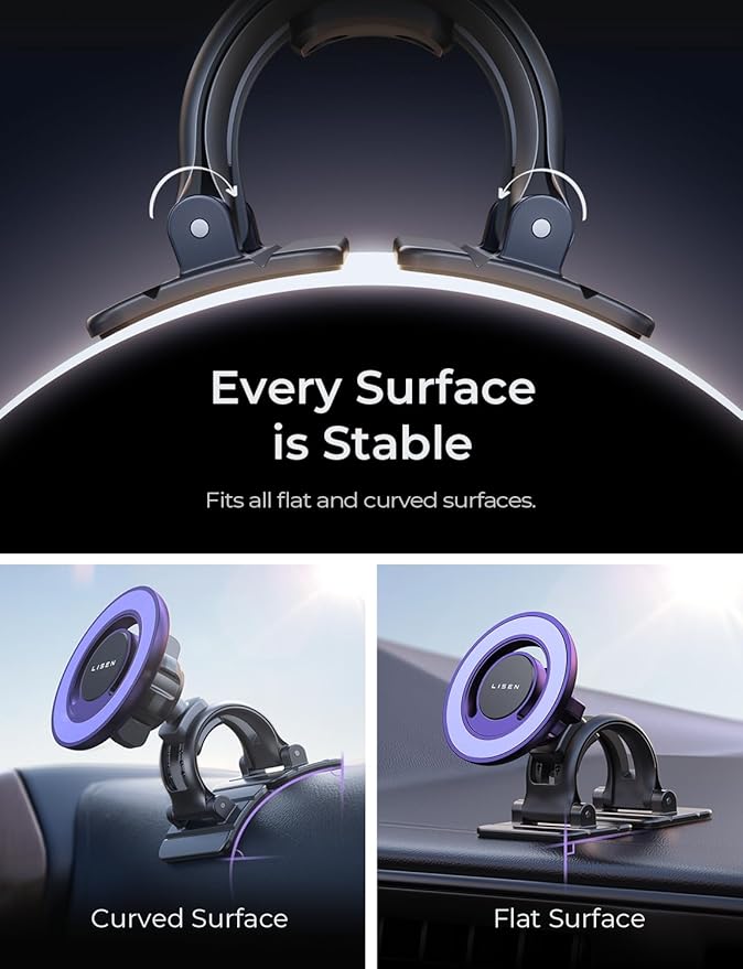 LISEN Fits MagSafe Car Mount Car Phone Holder,Strong Magnetic Phone Holder for Car Magsafe, Dashboard Vent iPhone 16 Car Mount Holder Car Accessories for iPhone 16 15 14 13 12 Pro Max,Purple