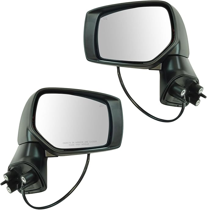 TRQ 2 Piece Driver and Passenger Side Mirror Assembly Set Electric Adjustment Heated No Memory Black Compatible with 2015-201
