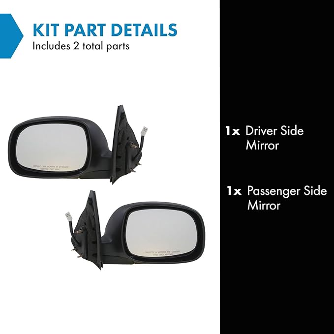 TRQ Driver and Passenger Side Mirror Assembly Set Power Heated Foldaway Paint to Match Compatible with 2001-2007 Toyota Sequo