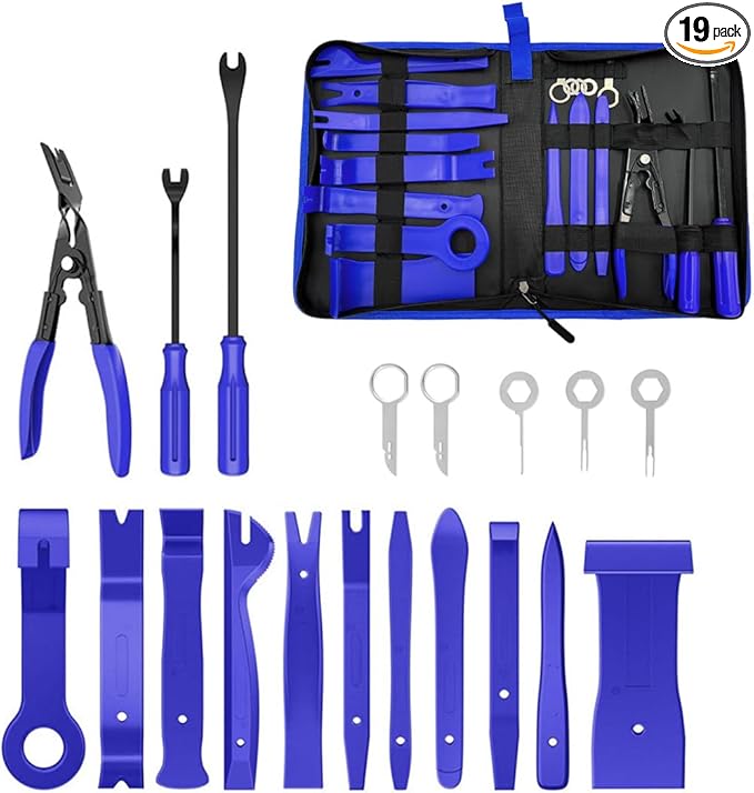 19PCS Trim Removal Tool Set, Car Panel Door Audio Trim Removal Tool Kit, Plastic Pry Tool Kit for Car Panel Dash Door Audio w