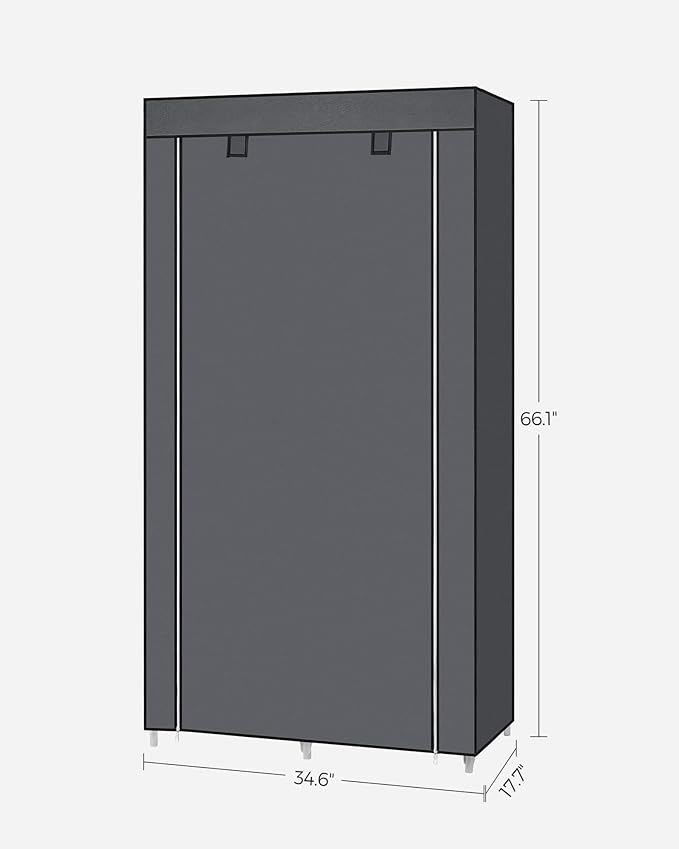 SONGMICS Portable Closet, Fabric Wardrobe, Clothes Rack with Shelves, Pockets, Large Capacity, 1 Hanging Rod, 34.6 x 17.7 x 6