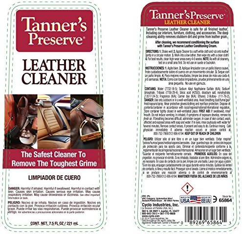 Tanner's Preserve Leather Cleaner Spray, 7.5 fl oz, Case of 6