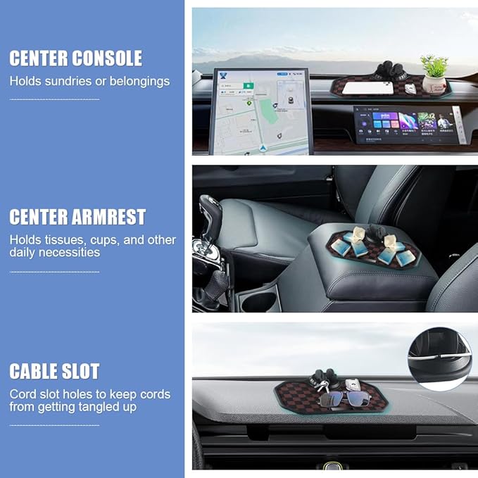 Car Anti Slip Mat Dashboard Tray Decorations Sticky Pad Multi Functional Thickened and Widened Washable with 360° Rotating Un