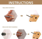 Brown & Beige Wood Pegboard Modular Display Wooden Pegboard Combination Wall Organizer Storage Wall Hooks Shelf for Home, Off
