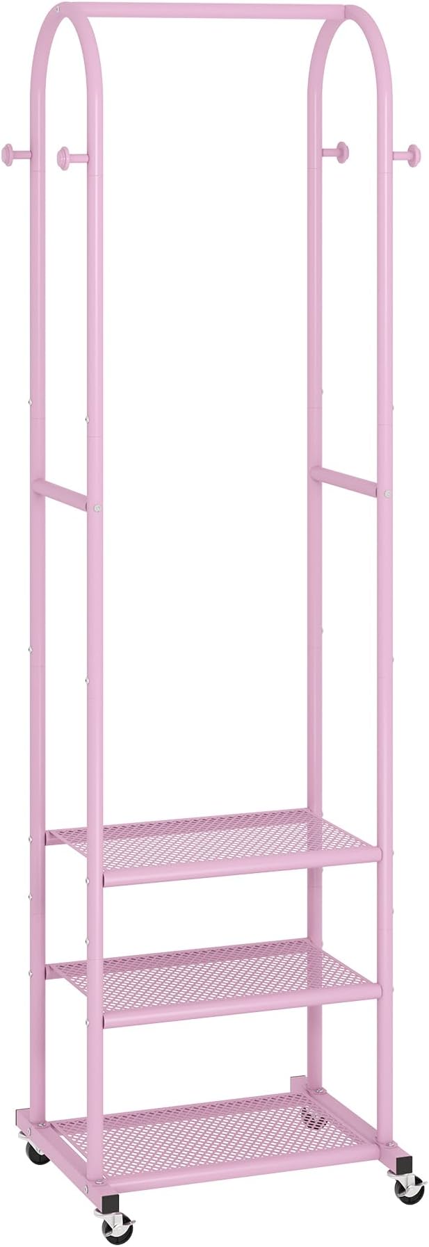 Kaitiemoo Heavy Duty Clothing Rack with Wheels,Modern Garment Rack with 3 Metal Shelves, 71.8Inches Display Rack for Hanging 