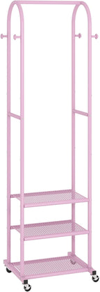Kaitiemoo Heavy Duty Clothing Rack with Wheels,Modern Garment Rack with 3 Metal Shelves, 71.8Inches Display Rack for Hanging 