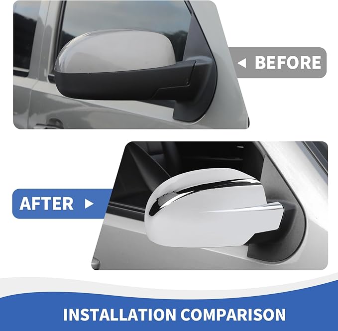 RAZPOY Rearview Mirror Cover Side Mirror Shell Trim Compatible with Chevy Silverado & Suburban & Tahoe & GMC-Yukon & GMC-Sierra & Cadillac Escalade 2007-2013, Chrome