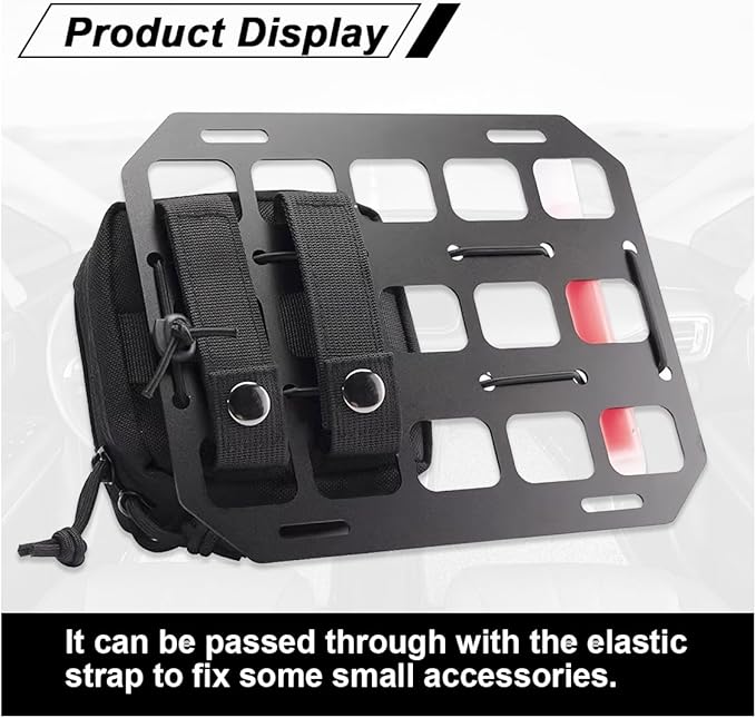 Vehicle Rigid MOLLE Panel, Headrest Organizer EDC Pouch Tool Holster, Tactical Gear Seat Back Rack Truck Equipment Mount Plate, Auto Interior Modular Storage Shelf Accessory (Headrest Panel)