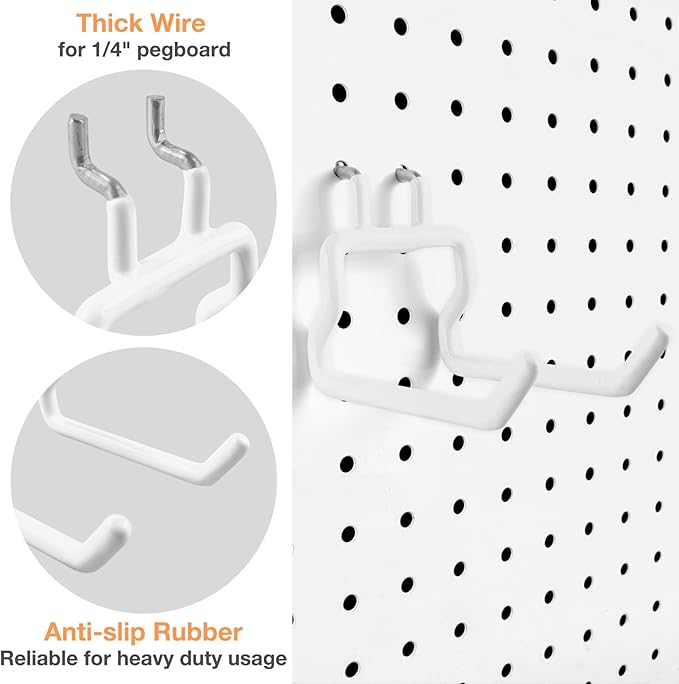 G.CORE 24-Pack Pegboard Hooks, 2" 4" Peg Board Tool Utility Hangers Fit 1/4" Pegboards, Heavy Duty Metal Shelving Brackets, W