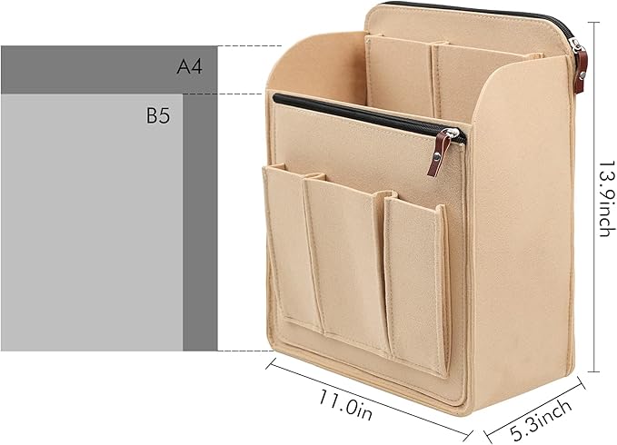 Surblue Felt Backpack Organizer Insert for Travel Rucksack and Daypack, Bag Insert Liner Pocket with Zipper, Large Capacity D