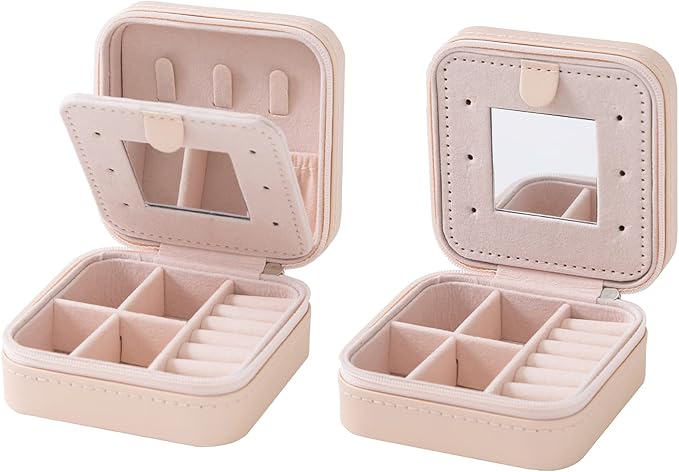 KElofoN Travel jewelry case Travel jewelry box Travel Jewelry Organizer Small Jewelry Organizer Box for Girls Women with Mirr