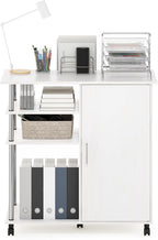 Furinno Helena Multipurpose Storage Cabinet/Shelves,Printer Stand with Lockable Wheels, Stainless Steel Tubes, White Oak/Chro