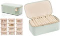 VLANDO Travel Jewelry Box Organizer – Portable PU Leather Jewelry Case with 6/8/12 Zippered Pouches, Compact Storage for Earr