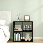 CTESNE【2026 Wooden Thick Frame 4 Cube Storage Organizer Shelf with Anti-Tipping Kits + Reversible Open Back Bookcase, Horizon