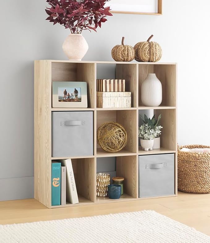 Whitmor 9 Cube Storage Organizer, Open Storage Display Bookshelf, Storage Cabinet for Living Room, Bedroom, Home, Office, Whi