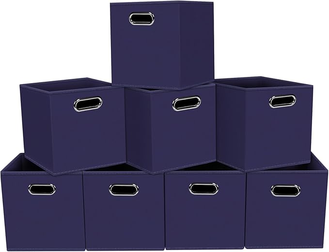 Fabric storage bins Cubes, Fabric Cube Organizer with Handle, Foldable Cube Bins for Cloth or Accessary Storage, 11x11x11, Se