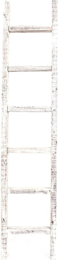BARNWOODUSA Rustic Decorative Ladder - 100% Upcycled Wood (72" x 12" x 1.5", White Wash)