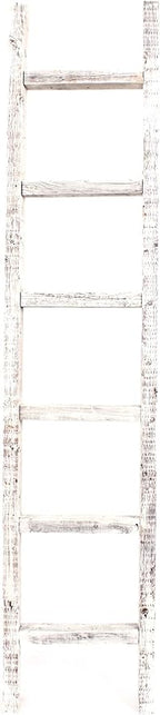 BARNWOODUSA Rustic Decorative Ladder - 100% Upcycled Wood (72" x 12" x 1.5", White Wash)