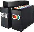 File Organizer Box with Lid & Handle, Thickened Cardboard Hanging File Folder Storage Boxes for Letter Size, Portable Filing 