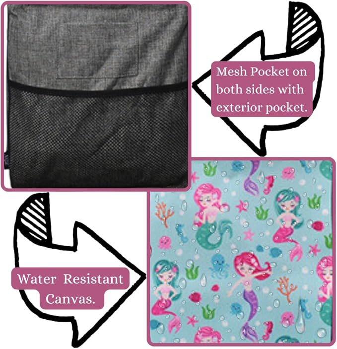 NGIL Extra Large Utility Tote Reusable Grocery Bag Oversized Collapsible for Groceries, Storage, Picnic, Beach (Mermaid-Navy)