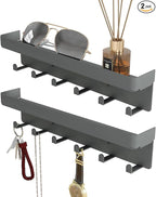 2 Pieces Key Holder for Wall Rustic Key and Mail Organizer 6 Key Hooks with Shelf Small Key Rack with Tray Adhesive Key Hange