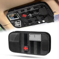 Molle Car Sun Visor Organizer - Tactical Storage Panel with 180° Zipper Pouch & Magnetic Glasses Clip & Photo Holder & Semi-Rigid Molle Panel for Military Gear (1, Black)