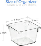 Ravinte 6 Pack Drawer Organizer - 3" X 3" Plastic Storage Bins, Acrylic Organizers with Non-Slip Pads Clear Desk Storage Tray
