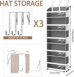 KYEVIS Over the Door Hat Organizer for Baseball Caps, Hold up to 60 Hats Rack Storage for Door/Closet/Wall, Clear Pockets Han