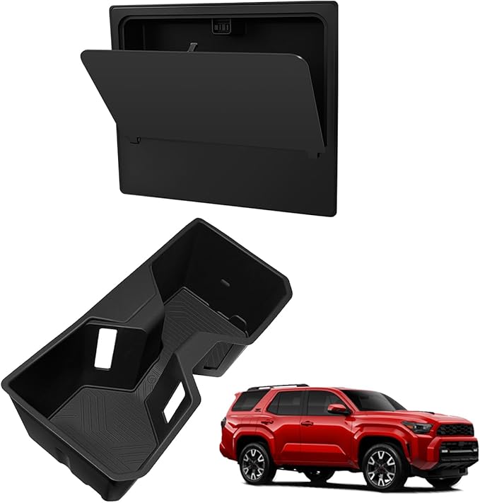 Muslogy Console Hidden Box & Cup Holder Inserts Compatible with 2025 2026 Toyota 4Runner Accessories Armrest Privacy Storage Large Opening Non-Slip Silicone Drink Stoppers Rubber Cup Holder Organizer