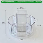 Taiuloo 360 Rotating Makeup Organizer, Lazy Susan Cosmetics Storage Turntable, Round Spinning Brush & Pen Holder, Clear Acryl