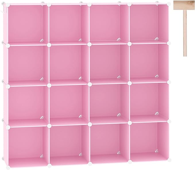 C&AHOME Cube Storage Organizer, 16-Cube Shelves Units, Plastic Storage Cubes, DIY Closet Organizer, Modular Closet Storage Sh