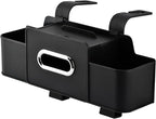 4-in-1 Back Seat Car Organizer with Extra Large Capacity, 2 Cup Holders, Tissue Box Dispenser & Storage Hook for Phone, Snacks, Toys(Black)