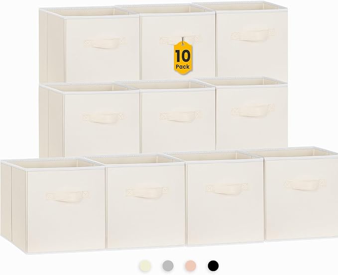 Criusia Storage Cubes, 11 Inch Clothes Storage Bins with Dual Handles (10 Pack), Fabric Collapsible Storage Bins for Shelves 