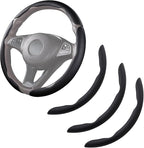 Car Steering Wheel Cover Leather Snap On 3Pcs Set Non-Slip Protector Wrap Steering Wheel Accessories 14.5-15 inch Universal B