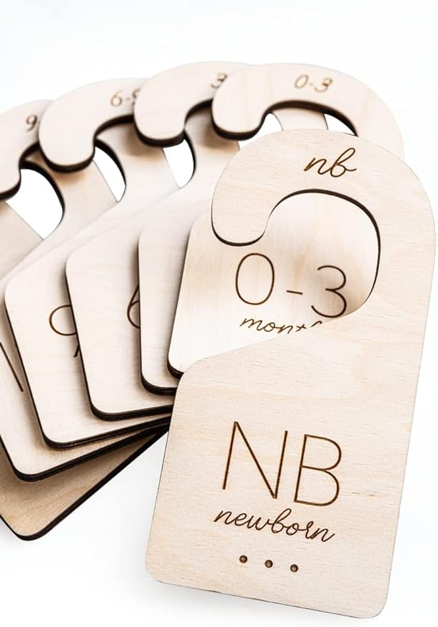 Baby Clothes Organizer – Baby Clothes Dividers for Closet – Wood Size Dividers for Newborn to 24 Months, Nursery Organizer, L