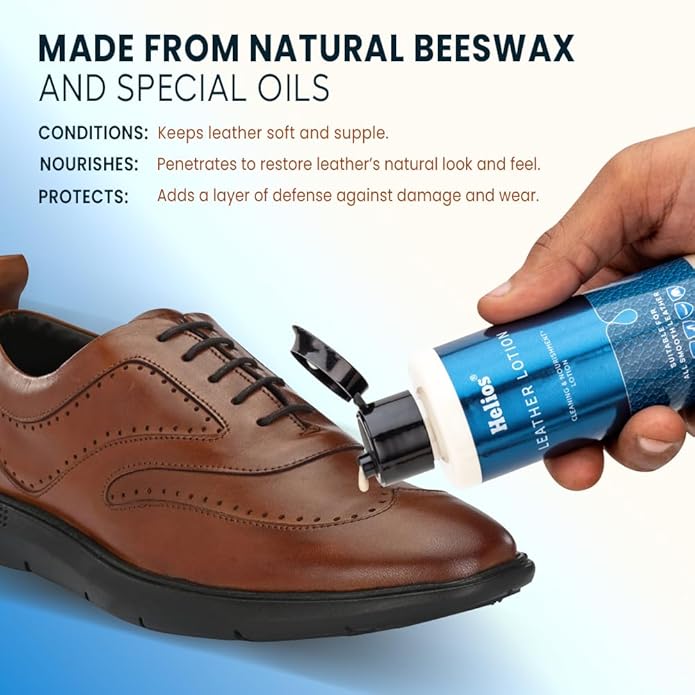 Helios Leather Lotion 150ML – Premium Conditioner & Cleaner for Shoes, Bags, Jackets, Furniture & More – Restores and Protect