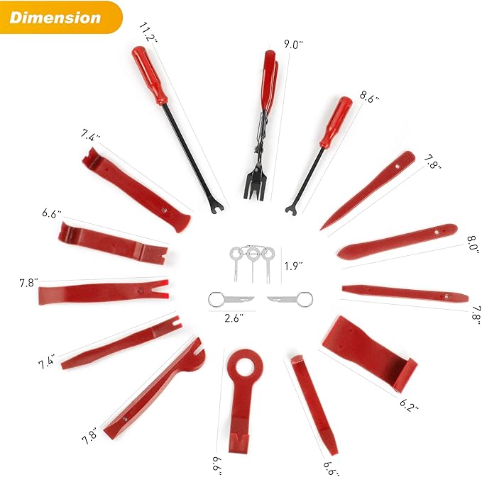 GOOACC 19Pcs Trim Removal Tool Set Panel Fastener Clips Removal Automotive Plastic Upholstery Pliers Removal Install Removal 