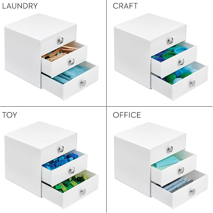 iDesign 3-Drawer Plastic Vanity Organizer, Compact Storage Organization Drawers Set for Cosmetics, Dental Supplies, Hair Care
