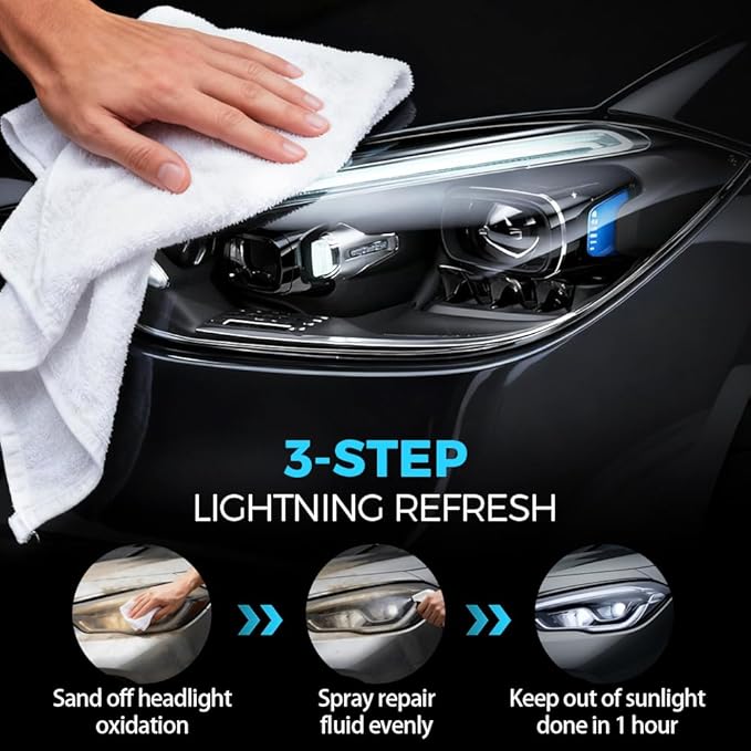 Ceramic Car Headlight Restoration Kit, 2026 Upgraded Headlight Cleaner and Restorer Kit, No Sanding Required, Restoring to Li
