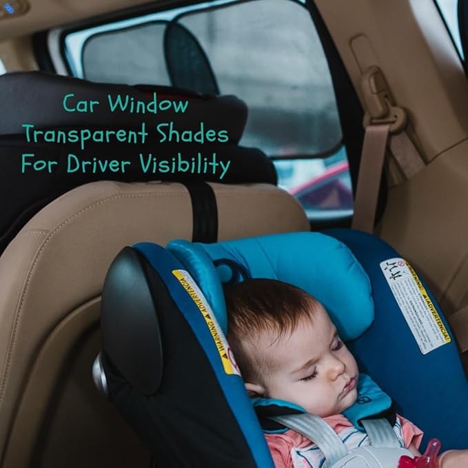 Car Window Shades - Certified 99.79% UVA & 99.95% UVB Sun Protection. Award Winning car Sun Shade for Side Windows. 4 Pack Transparent Shades 22" x 14" - Car Accessories Interior by Kinder Fluff