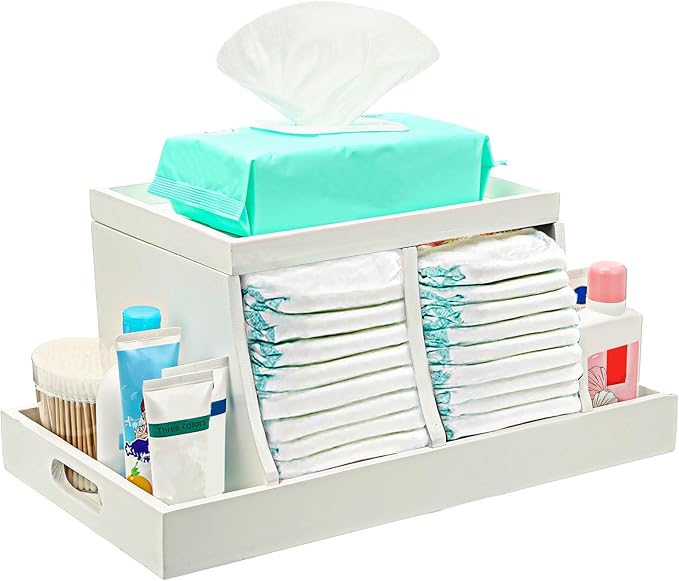 Three colors Diaper Organizer, Wooden Diaper Caddy Organizer, Changing Table Organizer, Diaper Storage Organizer, Nursery Bab
