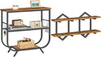 HOOBRO Floating Shelf and Console Table, 15 Inch Wall Shelf Set of 2, 31.5" Height Entryway Table with Storage Shelf, BF13BJP