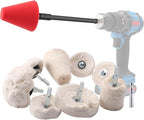 Polishing Wheel for Drill, SPTA Buffing Mop for Drill, 8Pcs White Flannelette Polishing Mop Wheel Grinding Head with 1/4" Hex Shafts for Manifold/Aluminum/Stainless Steel/Chrome