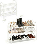 3-Tier Shoe Rack for Closet, 16"-32" Expandable ShoeRackAdjustable for Entryway Closet Doorway SturdyMetal, White