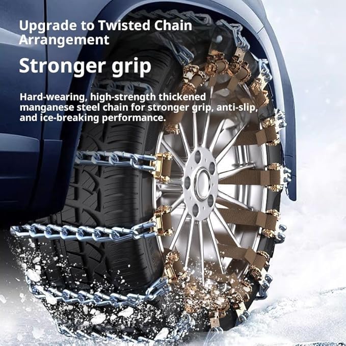 Auto Tightening Snow Chains for Fiat Panda EasyPower (LPG) 2008 2009 2010 2011 2012,adjustable portable highly stable anti-sl