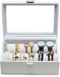 Bracelets Organizer Rods Bangles Display Holder, Clear See through Lid Leather Velvet Jewelry Storage Box Case for Women, 2 R