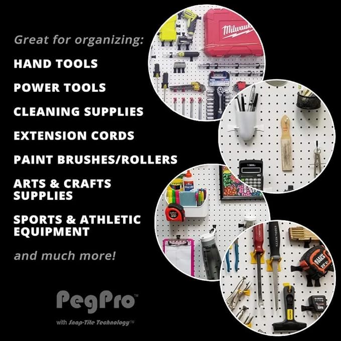 PegPro® 2" Hooks Kit for Standard “Wood Fiber” pegboard – Durable Plastic Pegboard Hooks - for Garage, Kitchen, Craft Room, a