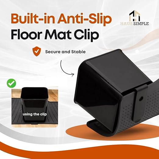 Car Trash Can Waterproof Vehicle Garbage Bin, Leakproof Anti Slip Floor Mat Clip Trash Bag Holder for Car, Truck, SUV, Van Portable Auto Trash Container with Stability Clips (Black, Small)